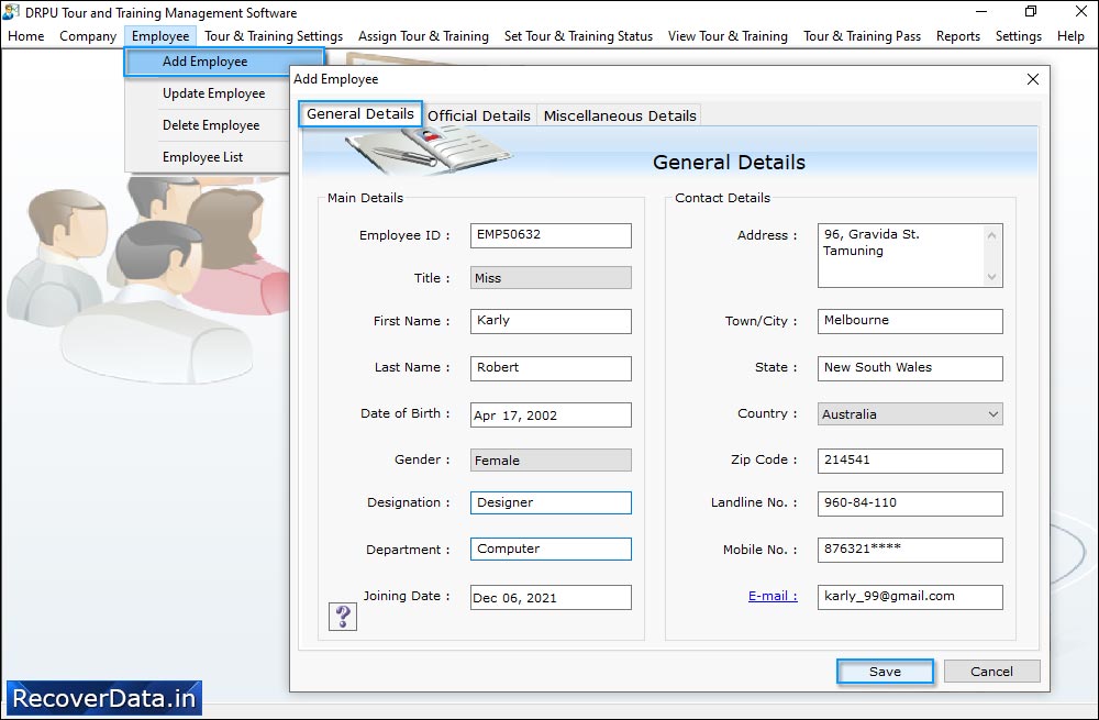 Enter Employee Details' Enter Employee Details'