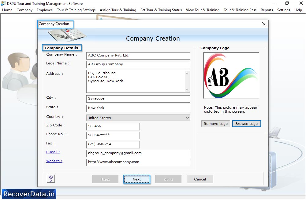 Enter Company details Enter Company details