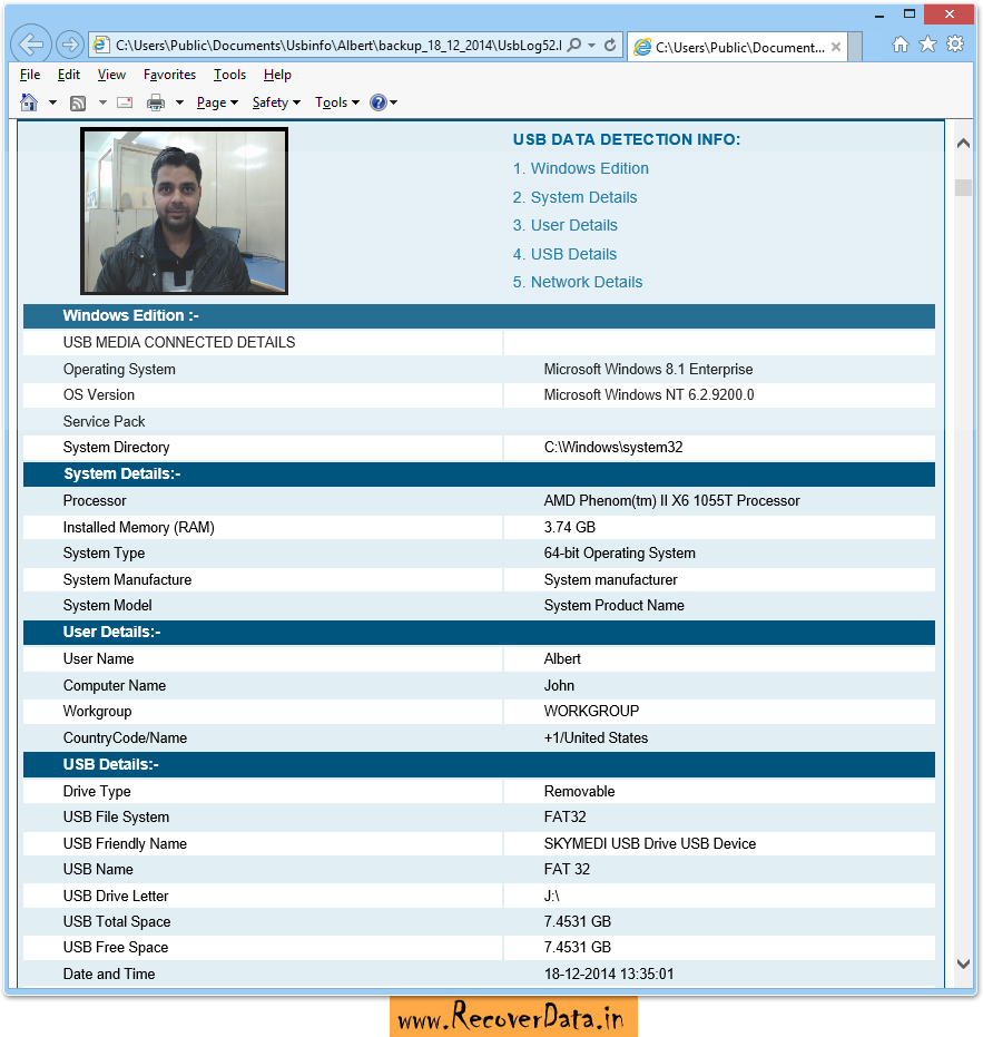 Log File Information USB Activity Monitoring Software Screenshots Screenshots
