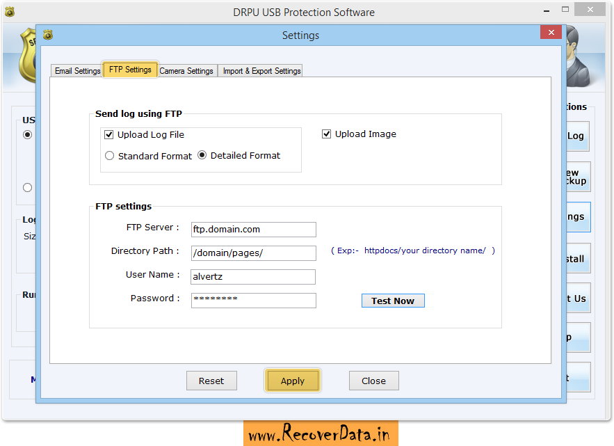FTP Settings USB Activity Monitoring Software Screenshots Screenshots