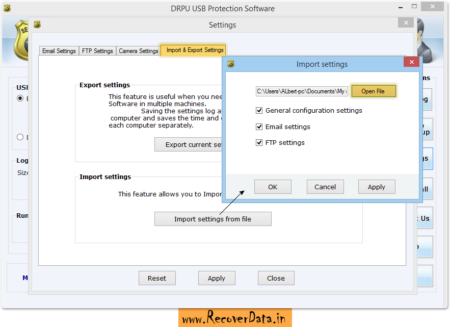 Import Settings USB Activity Monitoring Software Screenshots Screenshots