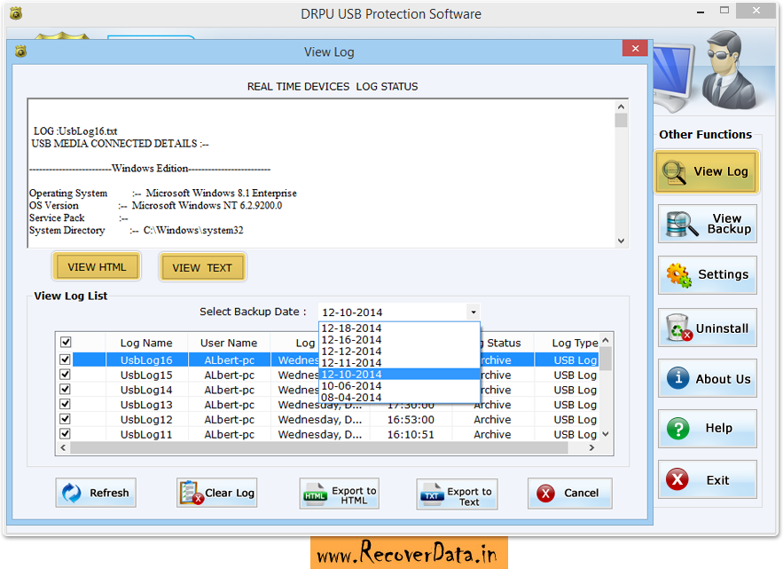 View Log Records USB Activity Monitoring Software Screenshots Screenshots