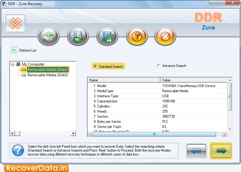 Select Searching Criteria iPod Recovery Screenshots